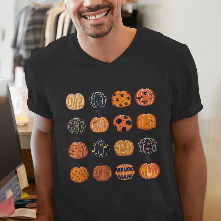 Folk Art Pumpkins Teacher Nurses Admin Witch Halloween Cute Men's V-Neck T-Shirt, funny gift Folk Art Pumpkins Teacher Nurses Admin Witch Halloween Cute Men's V-Neck T-Shirt, funny gift