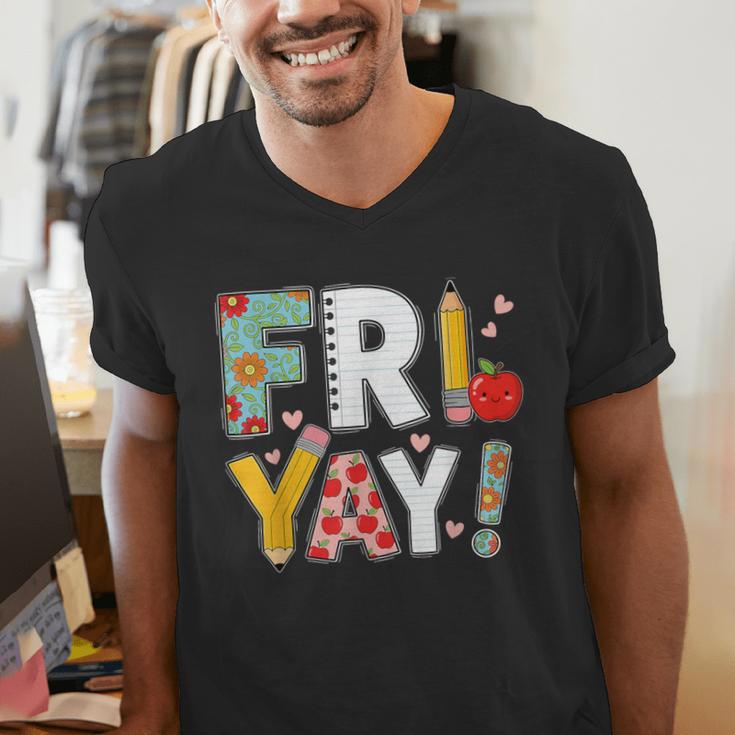 Fri Yay Teacher Happy Friday Friyay Weekend Back To School Men's V-Neck T-Shirt, funny gift Fri Yay Teacher Happy Friday Friyay Weekend Back To School Men's V-Neck T-Shirt, funny gift