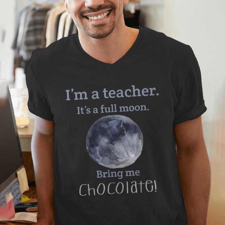 Full Moon Teacher Humor For Men Women Girls Kids Men's V-Neck T-Shirt, funny gift