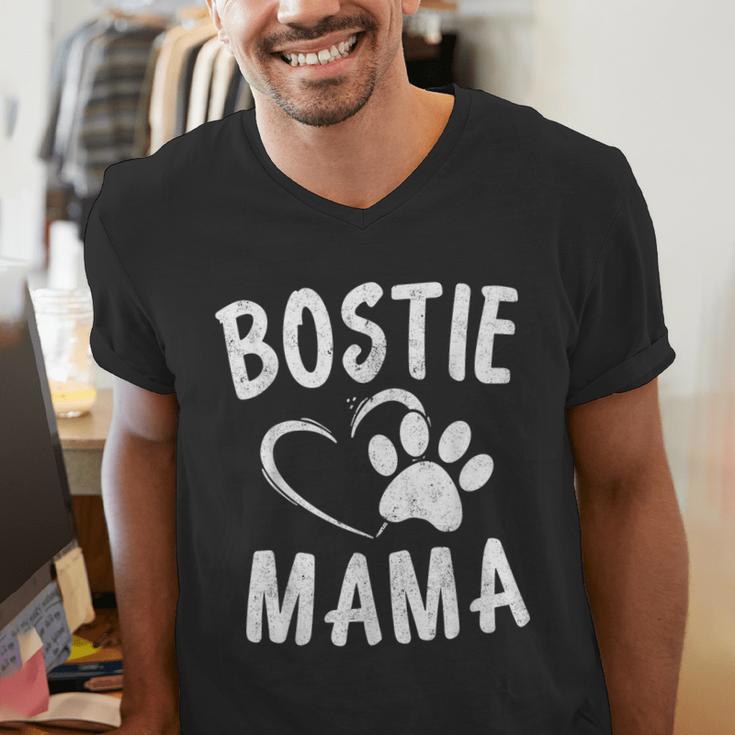 Fun Bostie Mama Dog Lover Apparel Boston Terrier Mom Men's V-Neck T-Shirt, Boston Terrier Mom Shirts, funny gift