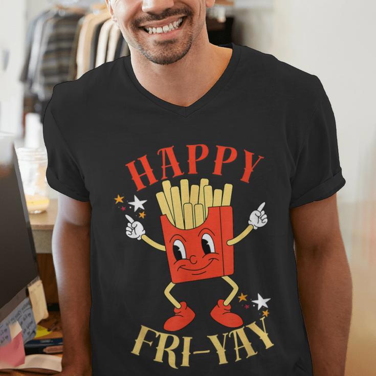 Fun Teacher Happy Fri Yay French Fries Friday Lovers Men's V-Neck T-Shirt, funny gift