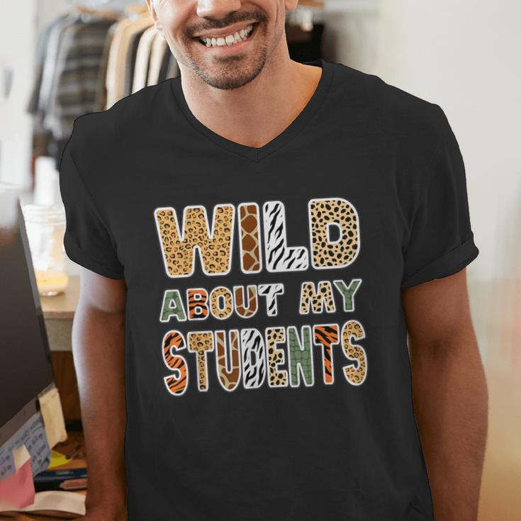 Fun Zoo Animal Print Teacher Shirts Wild About My Students Men's V-Neck T-Shirt, funny gift Fun Zoo Animal Print Teacher Shirts Wild About My Students Men's V-Neck T-Shirt, funny gift