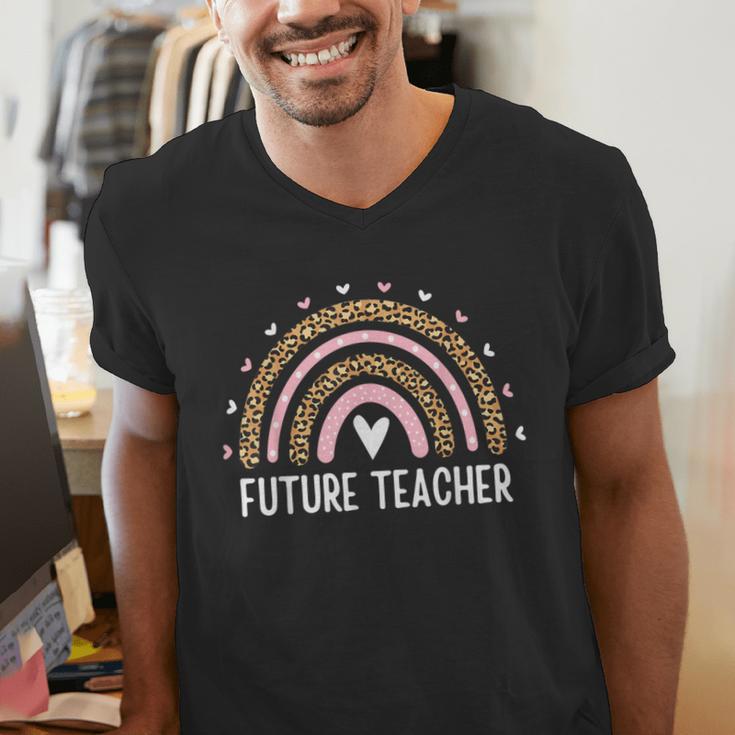 Future Teacher Kids Youth Girls Leopard Rainbow Women Men's V-Neck T-Shirt, Future Teacher Shirts, funny gift