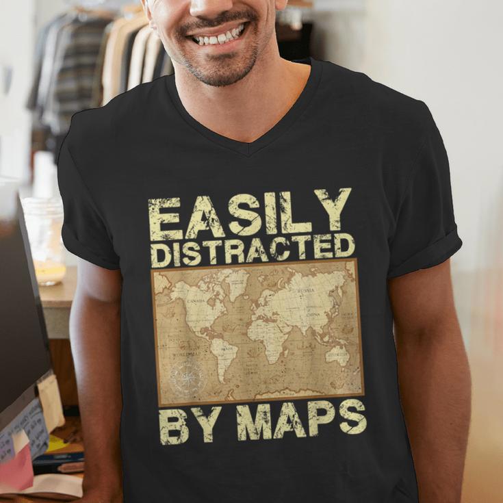 Geography Teacher Easily Distracted By Maps Men's V-Neck T-Shirt, funny gift Geography Teacher Easily Distracted By Maps Men's V-Neck T-Shirt, funny gift
