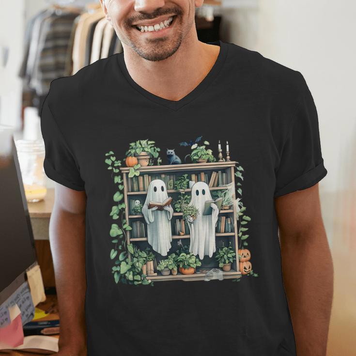 Ghost Plant Library Halloween Reading Books Teacher Vintage Men's V-Neck T-Shirt, funny gift Ghost Plant Library Halloween Reading Books Teacher Vintage Men's V-Neck T-Shirt, funny gift