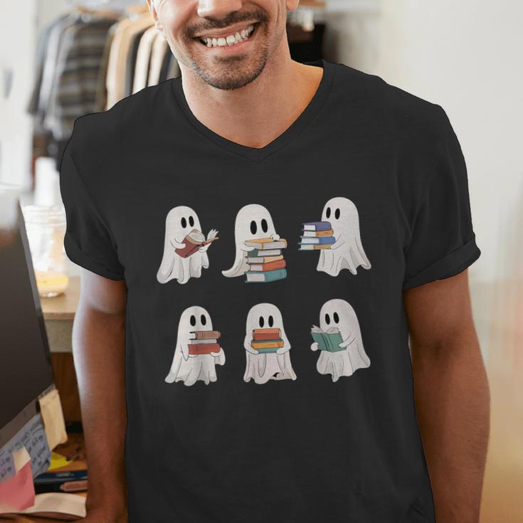 Ghost Reading Books Teacher Halloween Librarian Cute Boook Men's V-Neck T-Shirt, funny gift Ghost Reading Books Teacher Halloween Librarian Cute Boook Men's V-Neck T-Shirt, funny gift