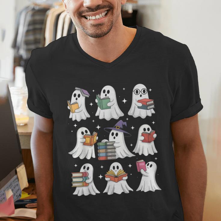 Ghost Reading Teacher Halloween Costume Librarian Book Lover Men's V-Neck T-Shirt, funny gift Ghost Reading Teacher Halloween Costume Librarian Book Lover Men's V-Neck T-Shirt, funny gift