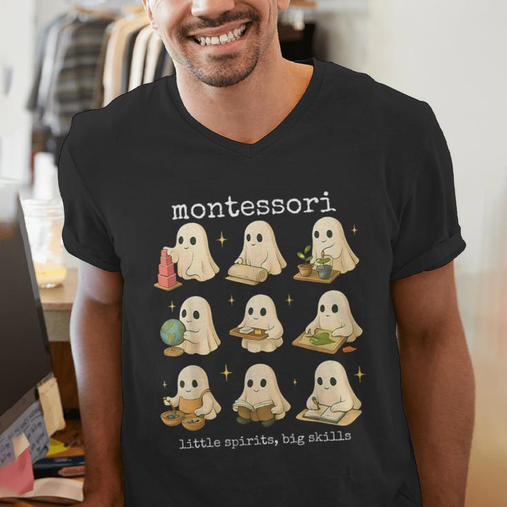 Ghosts Halloween Montessori Teacher Educator Costume Men's V-Neck T-Shirt, funny gift Ghosts Halloween Montessori Teacher Educator Costume Men's V-Neck T-Shirt, funny gift