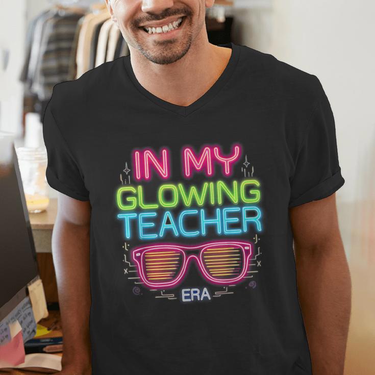 In My Glowing Teacher Era Groovy Colorful Bright Men's V-Neck T-Shirt, Groovy Teacher Shirts, funny gift