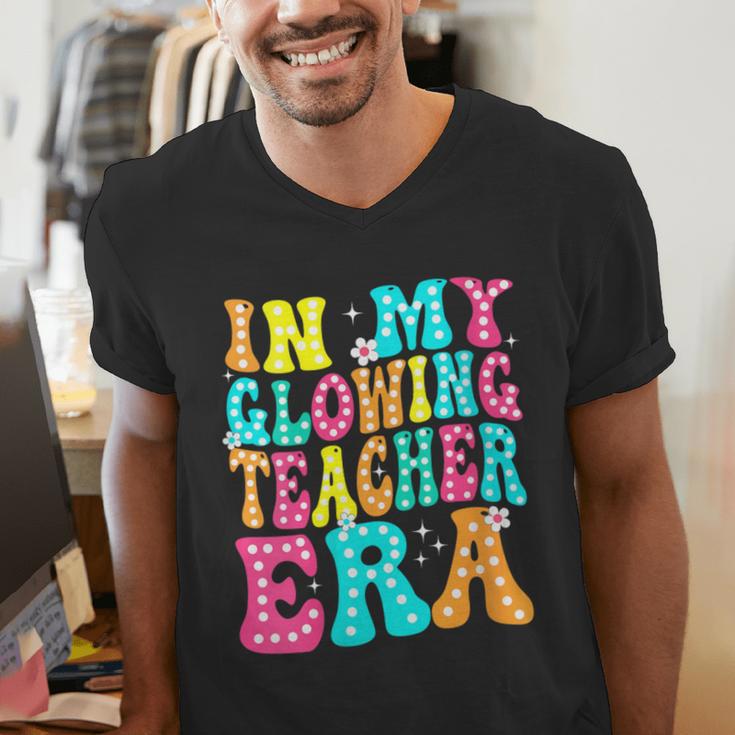 In My Glowing Teacher Era Groovy Colorful Bright Men's V-Neck T-Shirt, Groovy Teacher Shirts, funny gift