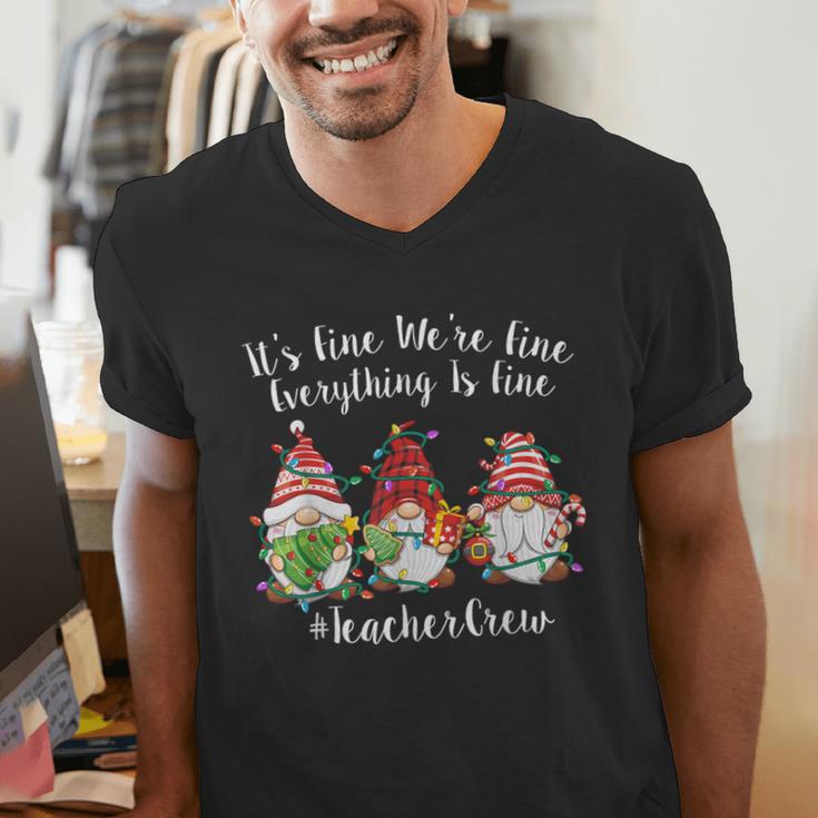 Gnome It's Fine I'm Fine Everything Is Fine Teacher Xmas Men's V-Neck T-Shirt, funny gift Gnome It's Fine I'm Fine Everything Is Fine Teacher Xmas Men's V-Neck T-Shirt, funny gift