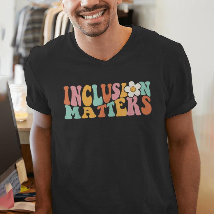 Gnoovy Vintage Inclusion Matters Special Education Teacher Men's V-Neck T-Shirt, funny gift