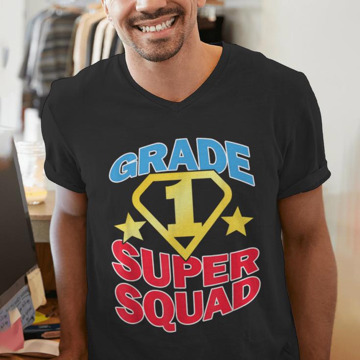 Grade 1 Super Squad Superhero Teacher Team Men's V-Neck T-Shirt, Super Teacher Shirts, funny gift