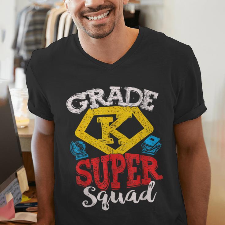 Grade K Super Squad Superhero Kindergarten Teacher Team Men's V-Neck T-Shirt, Super Teacher Shirts, funny gift