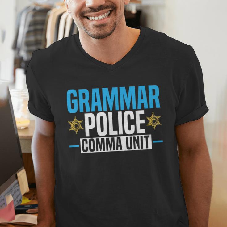 Grammar Police Comma Unit English Teacher Grammar Teacher For Men Women Men's V-Neck T-Shirt, English Teacher Shirts, funny gift