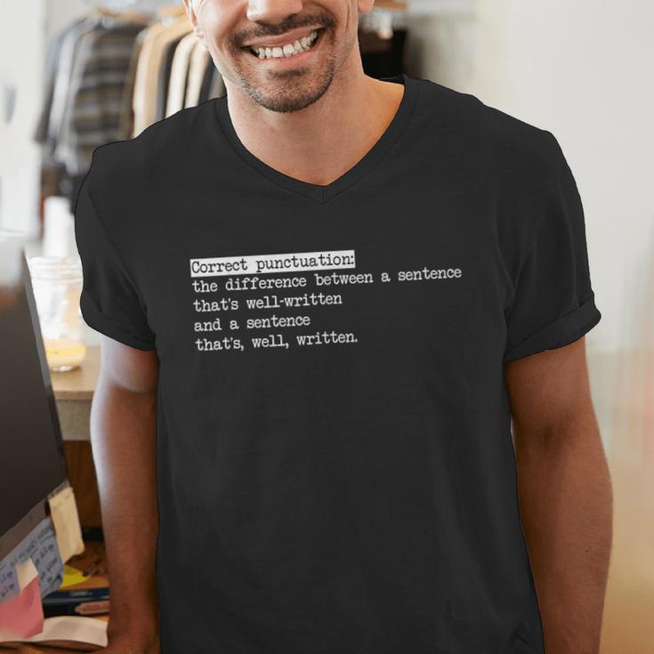 Grammar Teacher And Punny Punctuation Men's V-Neck T-Shirt, funny gift