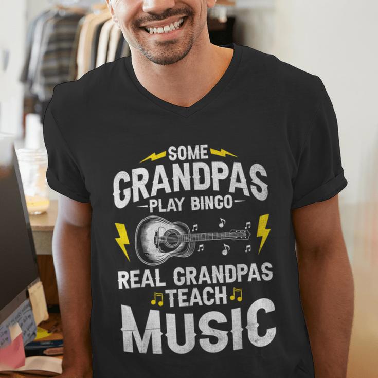 Some Grandpas Play Bingo Real Grandpas Teach Music Teacher Men's V-Neck T-Shirt, funny gift