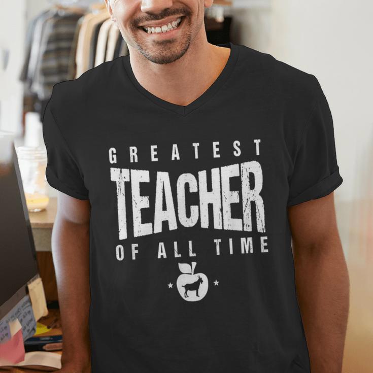 Greatest Teacher Of All Time Teachers Day 1 Teacher Goat Men's V-Neck T-Shirt, funny gift Greatest Teacher Of All Time Teachers Day 1 Teacher Goat Men's V-Neck T-Shirt, funny gift