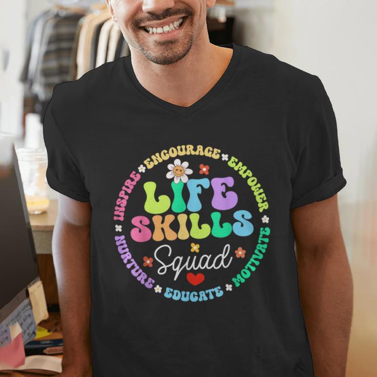 Groovy Life Skills Squad Teacher Special Ed SPED Team Crew Men's V-Neck T-Shirt, Groovy Teacher Shirts, funny gift