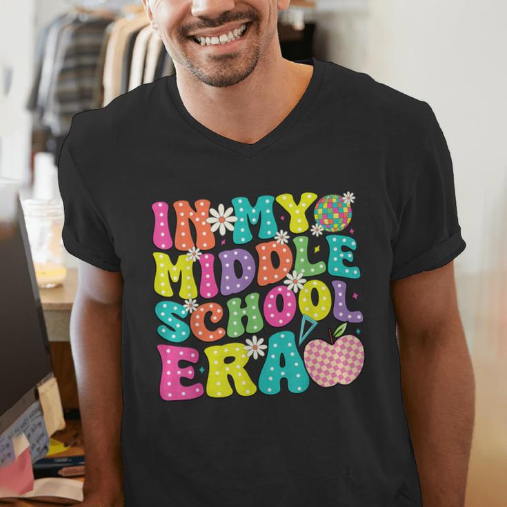 Groovy In My Middle School Era Back To School Teacher Men's V-Neck T-Shirt, Groovy Teacher Shirts, funny gift
