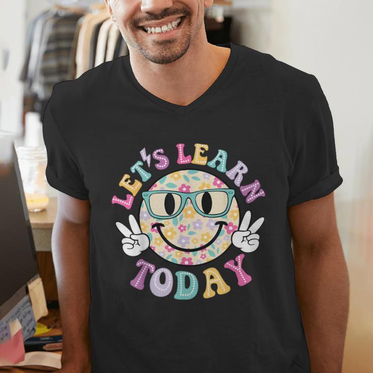 Groovy Retro Lets Learn Today Teacher Student Back To School Men's V-Neck T-Shirt, Groovy Teacher Shirts, funny gift Groovy Retro Lets Learn Today Teacher Student Back To School Men's V-Neck T-Shirt, Groovy Teacher Shirts, funny gift
