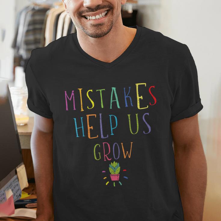 Growth Mindset Shirt For Teacher Mistakes Help Us Grow Men's V-Neck T-Shirt, funny gift