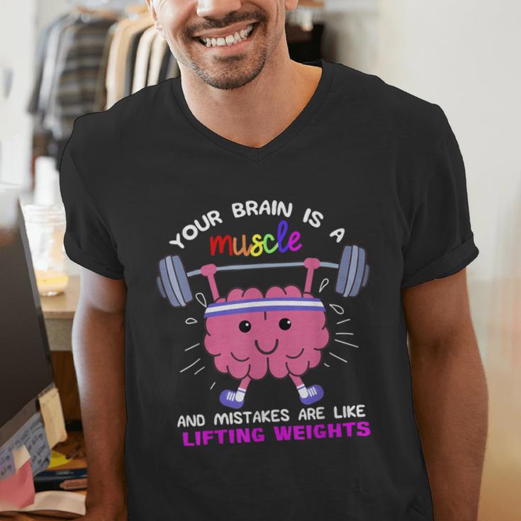 Growth Mindset Teacher Shirt Inspirational Shirts Men's V-Neck T-Shirt, funny gift
