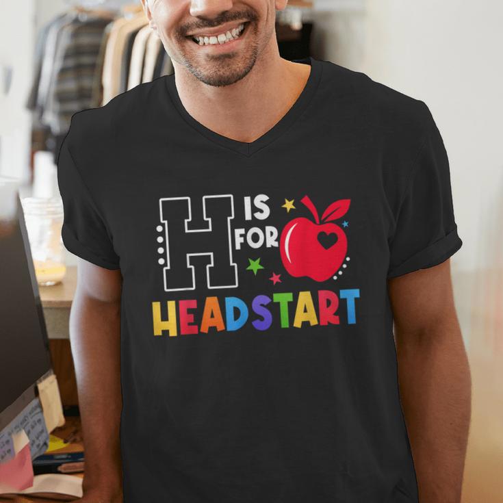 H Is For Head Start Teacher First Day Of School Tee Men's V-Neck T-Shirt, funny gift H Is For Head Start Teacher First Day Of School Tee Men's V-Neck T-Shirt, funny gift