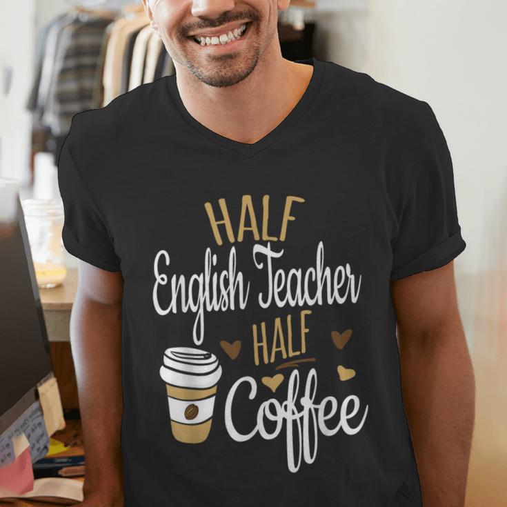 Half Coffee Half English Teacher English Teacher Men Women Men's V-Neck T-Shirt, English Teacher Shirts, funny gift Half Coffee Half English Teacher English Teacher Men Women Men's V-Neck T-Shirt, English Teacher Shirts, funny gift