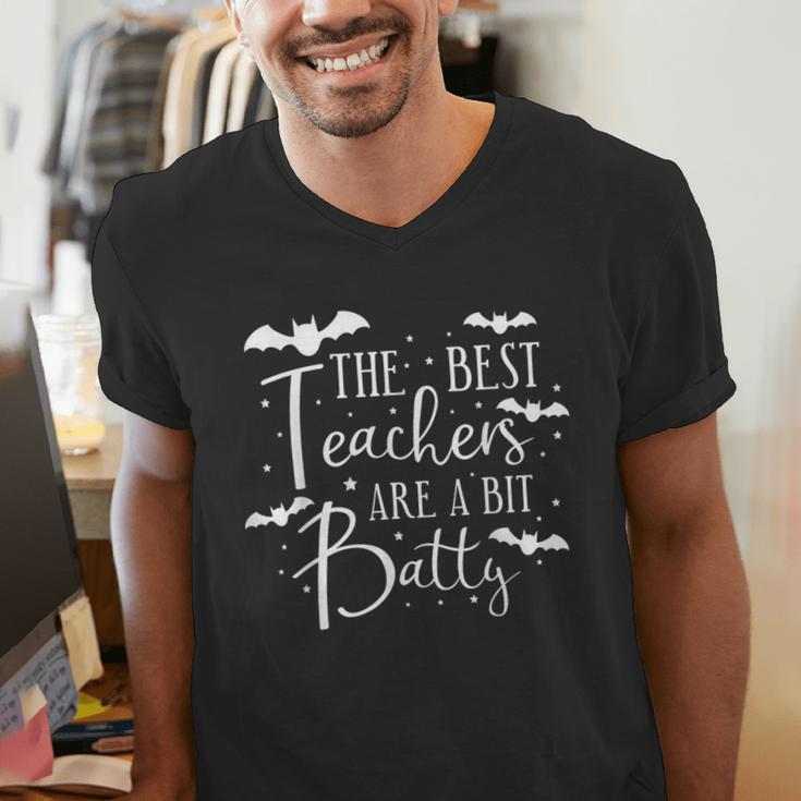 Halloween Best Teachers Are A Bit Batty Spooky Bats Men's V-Neck T-Shirt, funny gift Halloween Best Teachers Are A Bit Batty Spooky Bats Men's V-Neck T-Shirt, funny gift