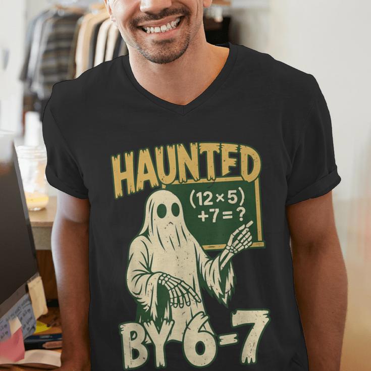 Halloween Costume Haunted By 67 Ghost Math Teacher Professor Men's V-Neck T-Shirt, funny gift Halloween Costume Haunted By 67 Ghost Math Teacher Professor Men's V-Neck T-Shirt, funny gift
