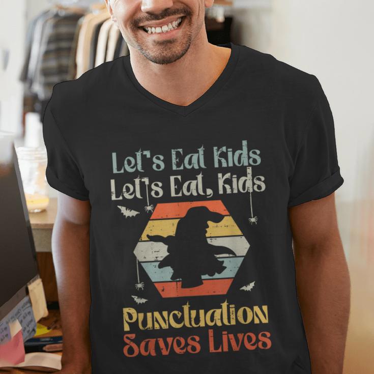 Halloween Lets Eat Kids English Teacher Costume Women Men's V-Neck T-Shirt, English Teacher Shirts, funny gift