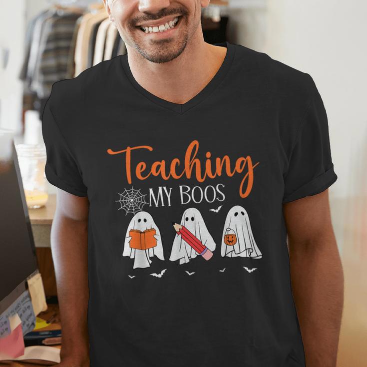 Halloween Ghost Teachers Teaching My Boos Costume Women Men Men's V-Neck T-Shirt, funny gift Halloween Ghost Teachers Teaching My Boos Costume Women Men Men's V-Neck T-Shirt, funny gift