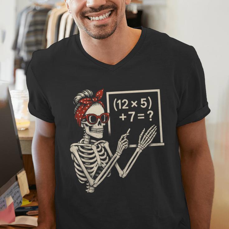 Halloween Math Teacher Skeleton Six Seven Meme Brainrot Men's V-Neck T-Shirt, funny gift Halloween Math Teacher Skeleton Six Seven Meme Brainrot Men's V-Neck T-Shirt, funny gift