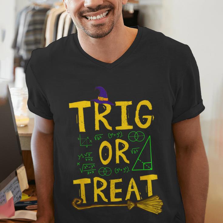 Halloween Math Teacher Trig Or Treat Student School College Men's V-Neck T-Shirt, funny gift