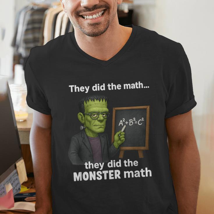 Halloween Monster Math Pun Teacher Humor Men's V-Neck T-Shirt, funny gift