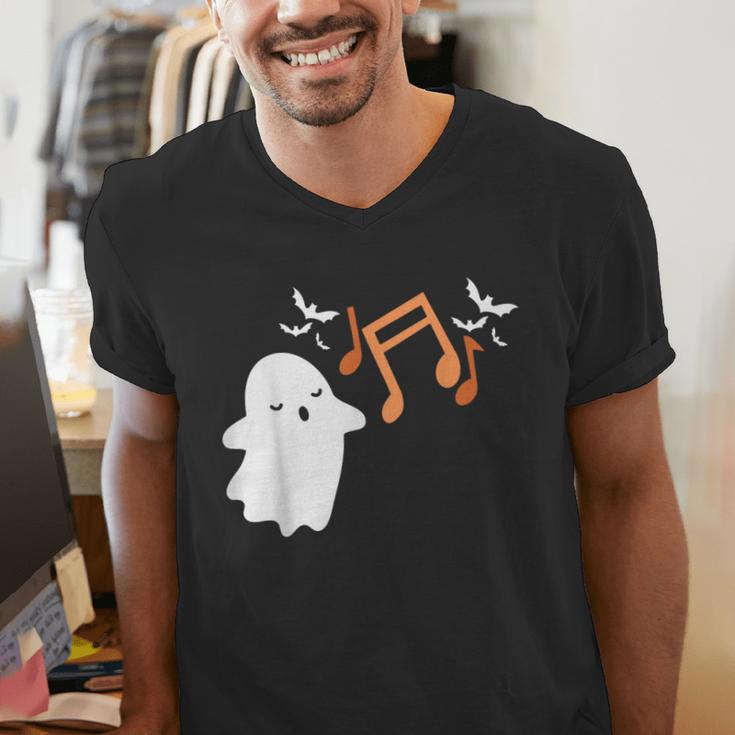 Halloween Music Note Ghost Teacher Fall Musical Instrument Men's V-Neck T-Shirt, funny gift Halloween Music Note Ghost Teacher Fall Musical Instrument Men's V-Neck T-Shirt, funny gift