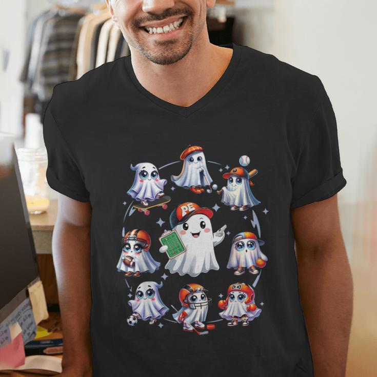 Halloween PE Teacher Ghost Playing Sports Physical Education Men's V-Neck T-Shirt, Pe Teacher Shirts, funny gift Halloween PE Teacher Ghost Playing Sports Physical Education Men's V-Neck T-Shirt, Pe Teacher Shirts, funny gift