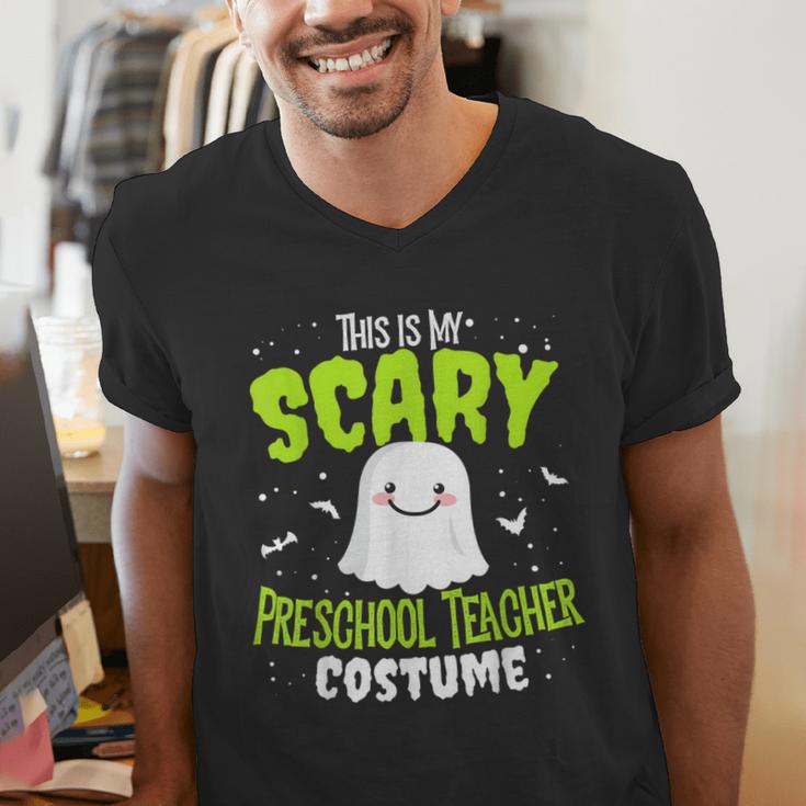 Halloween This Is My Scary Preschool Teacher Custome For Men Women Kids Men's V-Neck T-Shirt, funny gift