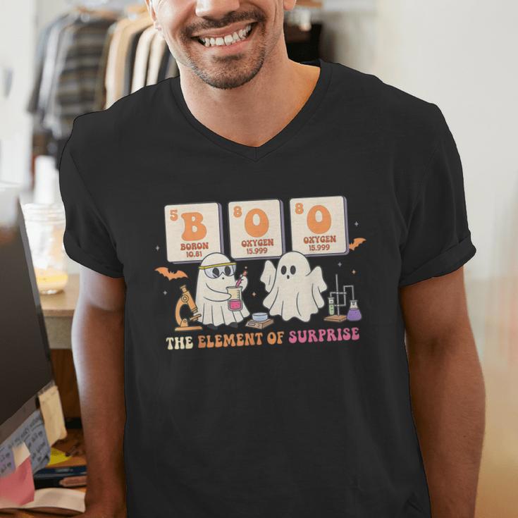 Halloween Science Teacher Boo Ghost The Element Of Surprise Men's V-Neck T-Shirt, Science Teacher Shirts, funny gift Halloween Science Teacher Boo Ghost The Element Of Surprise Men's V-Neck T-Shirt, Science Teacher Shirts, funny gift