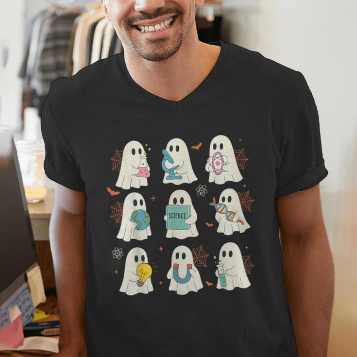 Halloween Science Teacher Student Ghost Laboratory Men Women Men's V-Neck T-Shirt, Science Teacher Shirts, funny gift Halloween Science Teacher Student Ghost Laboratory Men Women Men's V-Neck T-Shirt, Science Teacher Shirts, funny gift