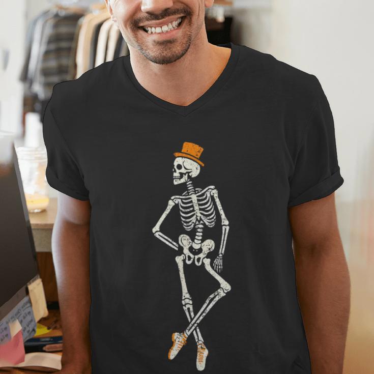 Halloween Skeleton Tap Dance Ballet Dance Teacher Men's V-Neck T-Shirt, funny gift