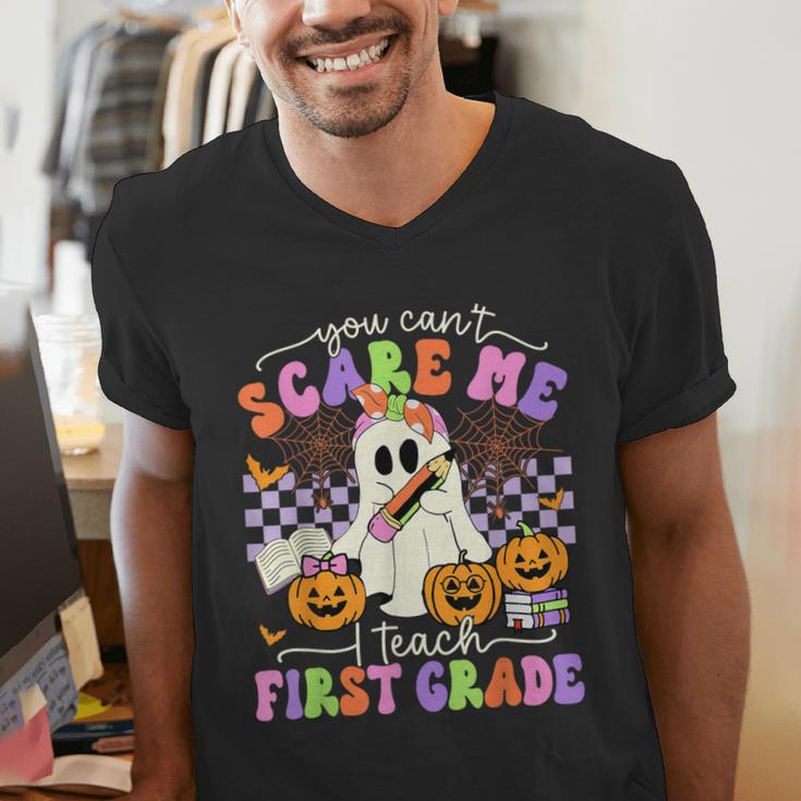 Halloween Teacher You Can't Scare Me I Teach First Grade Men's V-Neck T-Shirt, First Grade Teacher Shirts, funny gift