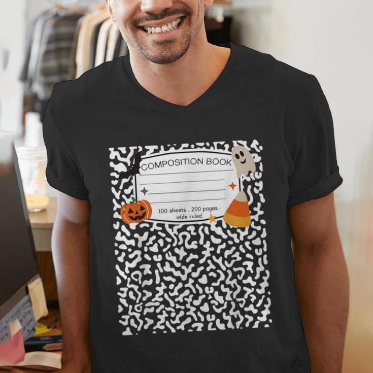 Halloween Teacher Composition Book Notebook Matching Group Men's V-Neck T-Shirt, funny gift Halloween Teacher Composition Book Notebook Matching Group Men's V-Neck T-Shirt, funny gift