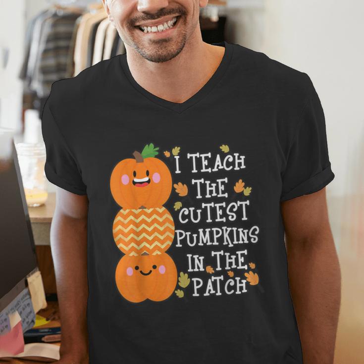 Halloween Teacher Shirt I Teach The Cutest Pumpkins In Patch Men Women Kids Men's V-Neck T-Shirt, funny gift
