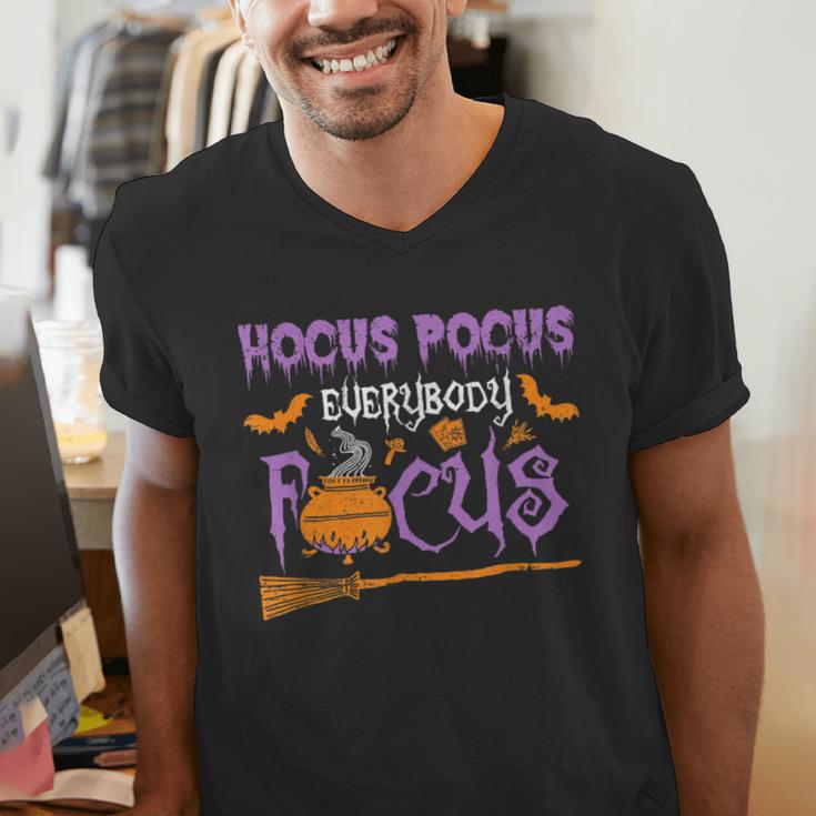 Halloween Teacher Or Student Hocus Pocus Everybody Focus For Men Women Kids Men's V-Neck T-Shirt, funny gift