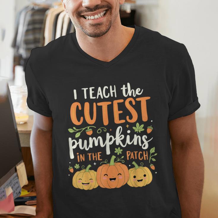 Halloween Teacher I Teach The Cutest Pumpkins In The Patch Men's V-Neck T-Shirt, funny gift