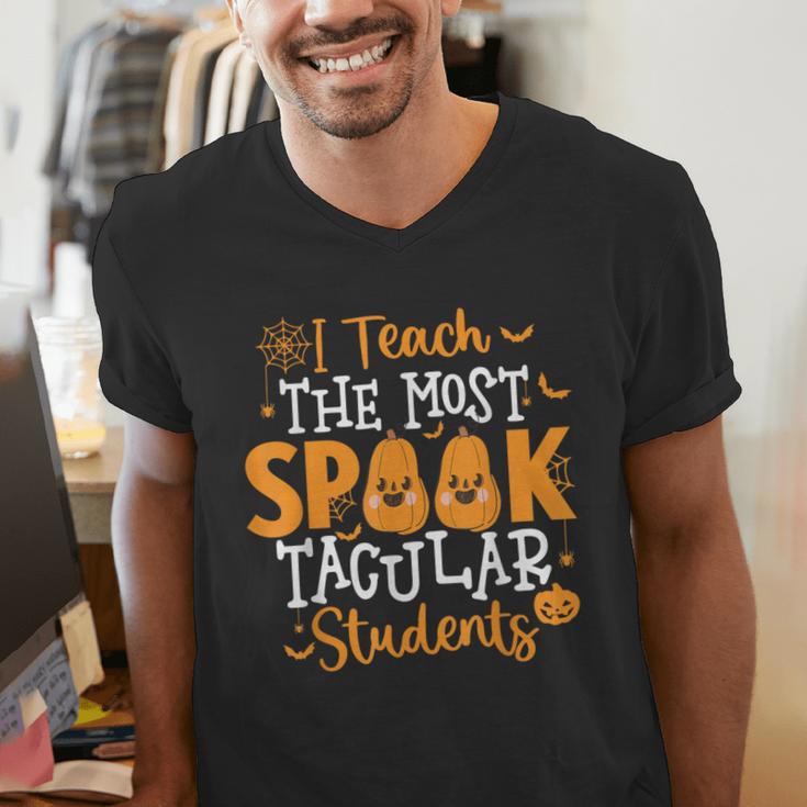 Halloween Teacher I Teach The Most Spooktacular Students Men Women Men's V-Neck T-Shirt, funny gift