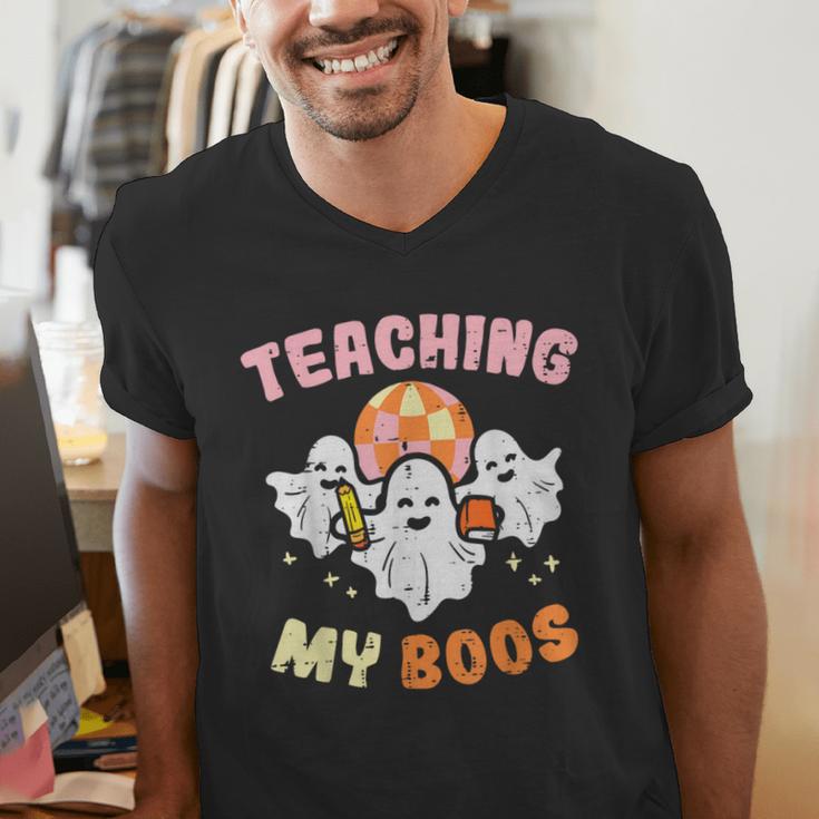 Halloween Teacher Teaching My Boos Costume Teacher Men Women Men's V-Neck T-Shirt, funny gift