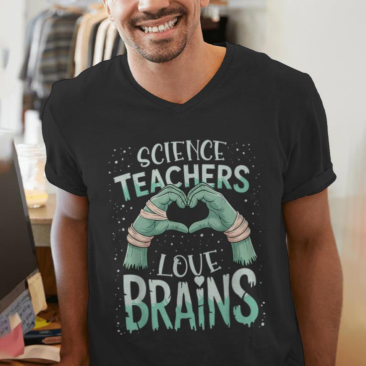 Halloween Teacher Tshirts Science Teachers Love Brains Men's V-Neck T-Shirt, Science Teacher Shirts, funny gift